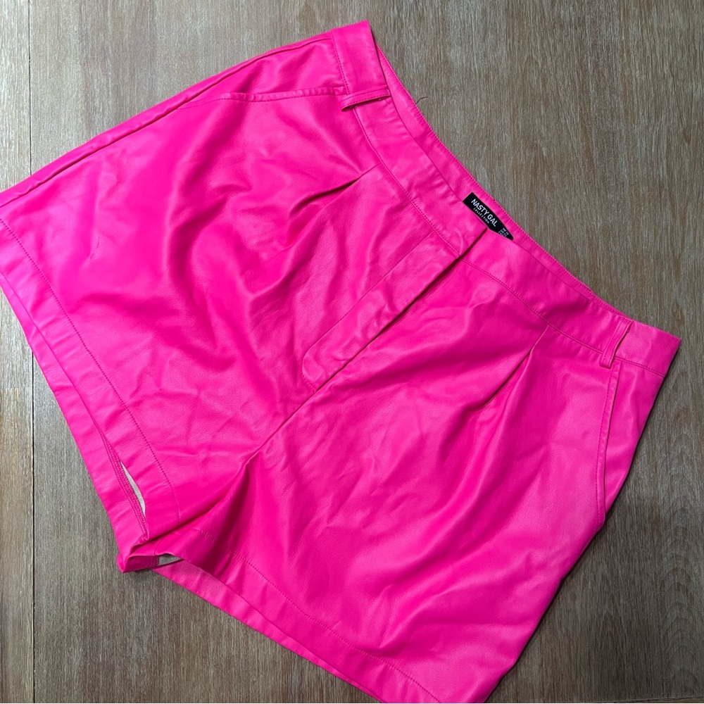 Nasty Gal Pink Faux Leather Shorts 14 NWOT